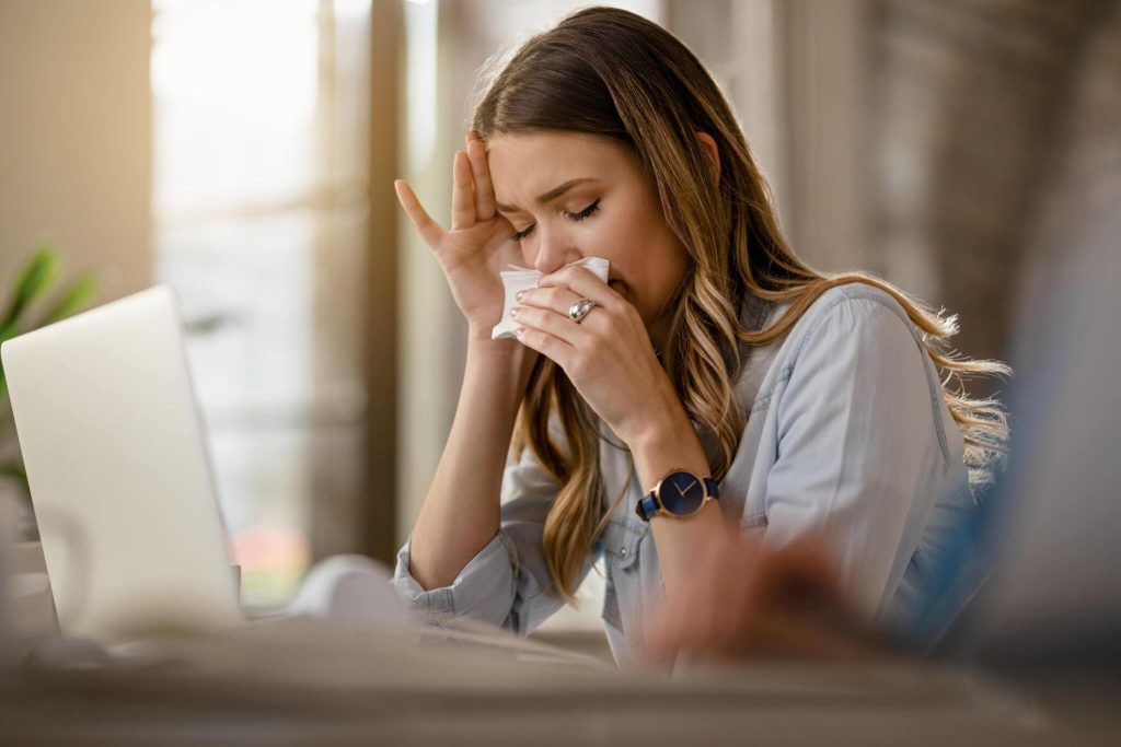 sick employee working